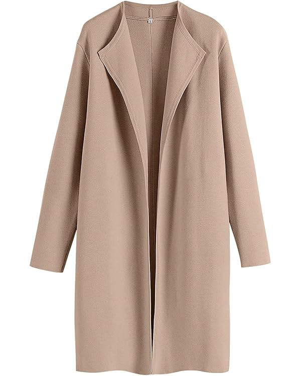 ANRABESS Women's Long Cardigans Sweater 2025 Fall Casual Lapel Open Front Knit Warm Wool Coatigan... | Amazon (US)