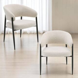 Jirina Beige Chenille and Black Arm Chair (Set-2) | The Home Depot