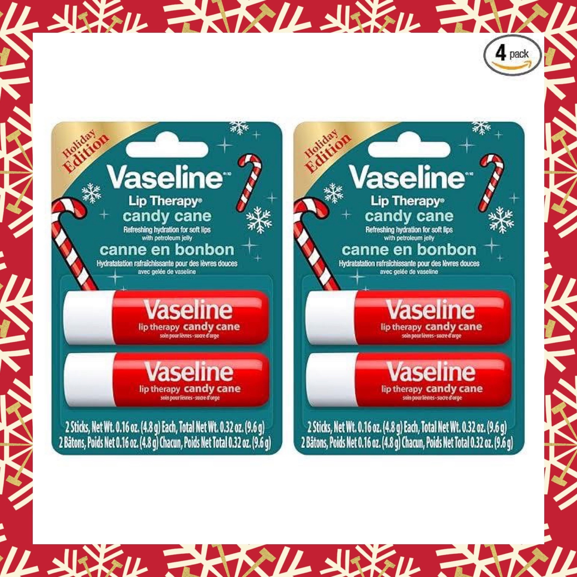 Vaseline Candy Cane Lip Balm is only $4.20 for a 4 Pack today on Amazon (you get 2 - 2 Packs)! Excellent deal if you’re a fan of Vaseline products - make sure to click the Clickable Coupon for the full dealt 

#LTKHoliday #LTKBeauty #LTKSaleAlert
