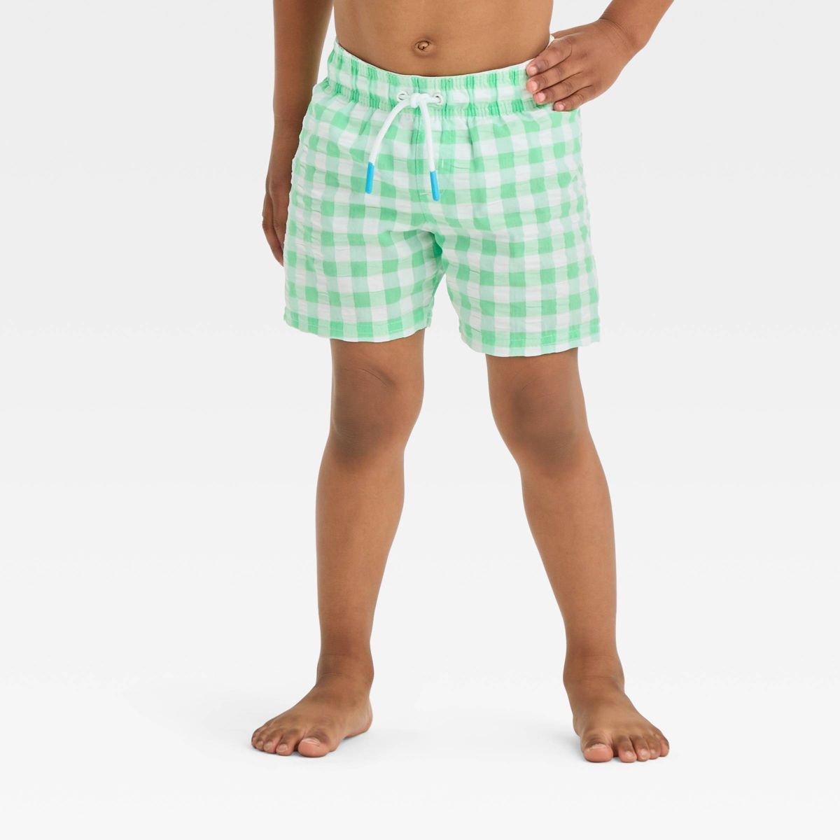 Baby Boys' Gingham Checkered Swim Shorts - Cat & Jack™ Green 12M: Toddler UPF 50+ Recycled Poly... | Target