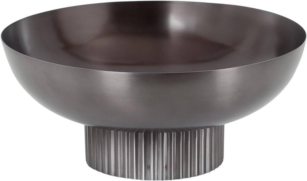 Kate and Laurel Rooks Ribbed Decorative Metal Bowl, 12 Inch Diameter, Gray Gunmetal, Modern Raise... | Amazon (US)