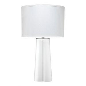 Eden Home Transitional Glass Table Lamp with Linen Shade in White | Cymax