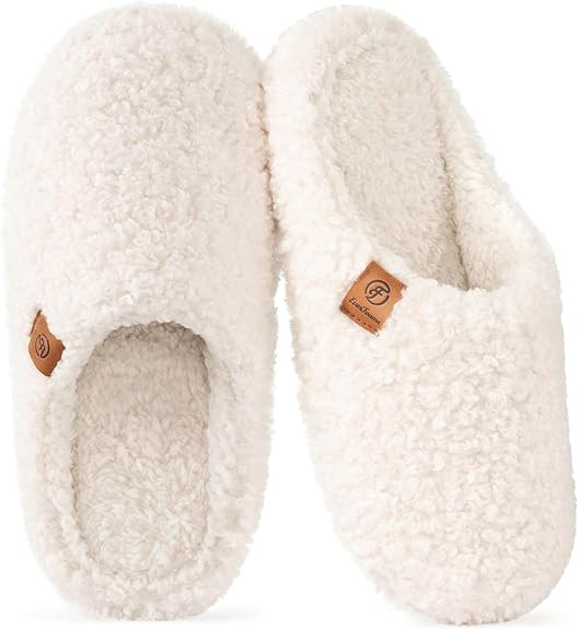 EverFoams Women's Fuzzy Slip-on Slippers Soft Comfy Memory Foam Indoor House Shoes | Amazon (US)