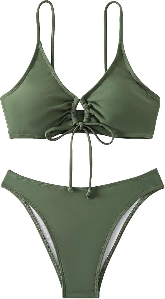 SOLY HUX Women's Floral Print Tie Front Bikini Bathing Suit 2 Piece Swimsuits | Amazon (US)