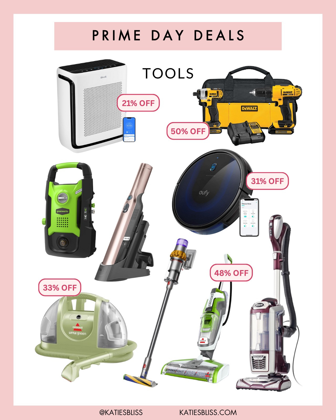 Amazon Prime Day Deals ✨ tools

Sale Alert. Markdowns. Deals. Prime. Cleaning. Gadget. Vacuum. Mop. Steamer. Air purifier. Drill. Dyson. BISSELL. 



#LTKFindsUnder100 #LTKSaleAlert #LTKHome