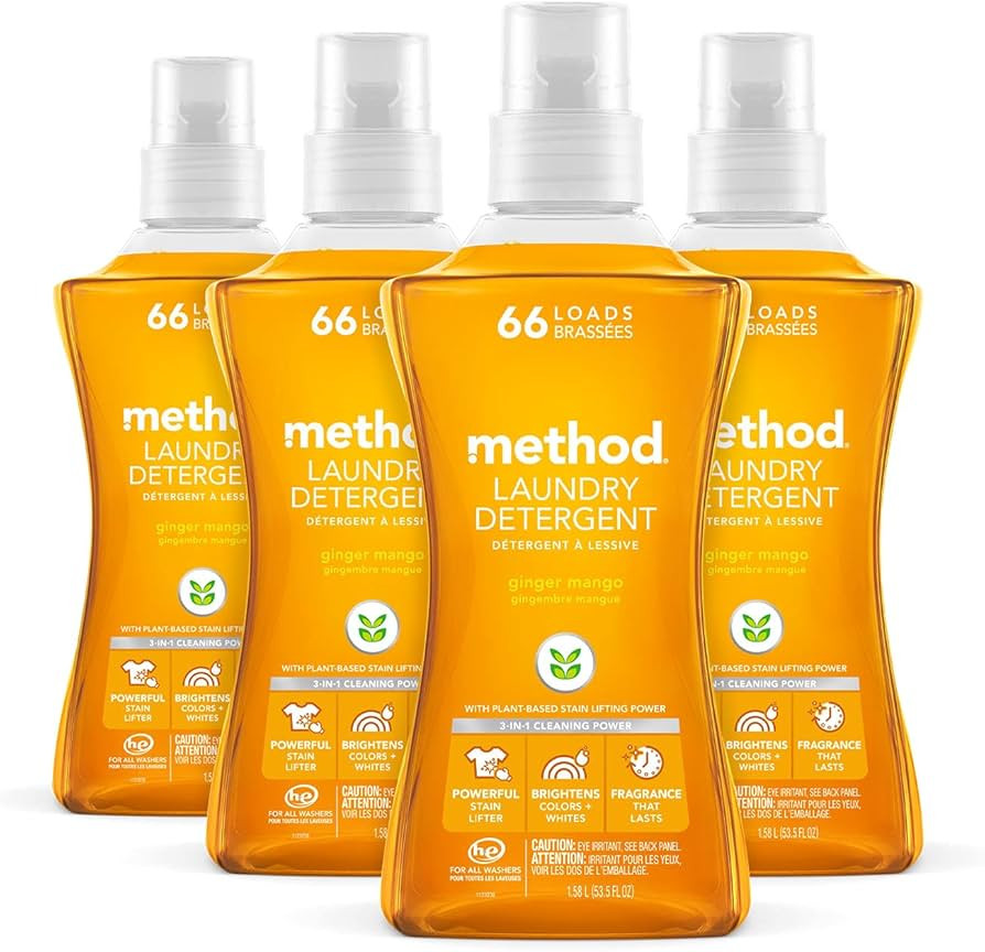 Method Liquid Laundry Detergent; Ginger Mango Scent; Plant-Based Stain Remover; 66 Loads per 53.5... | Amazon (US)