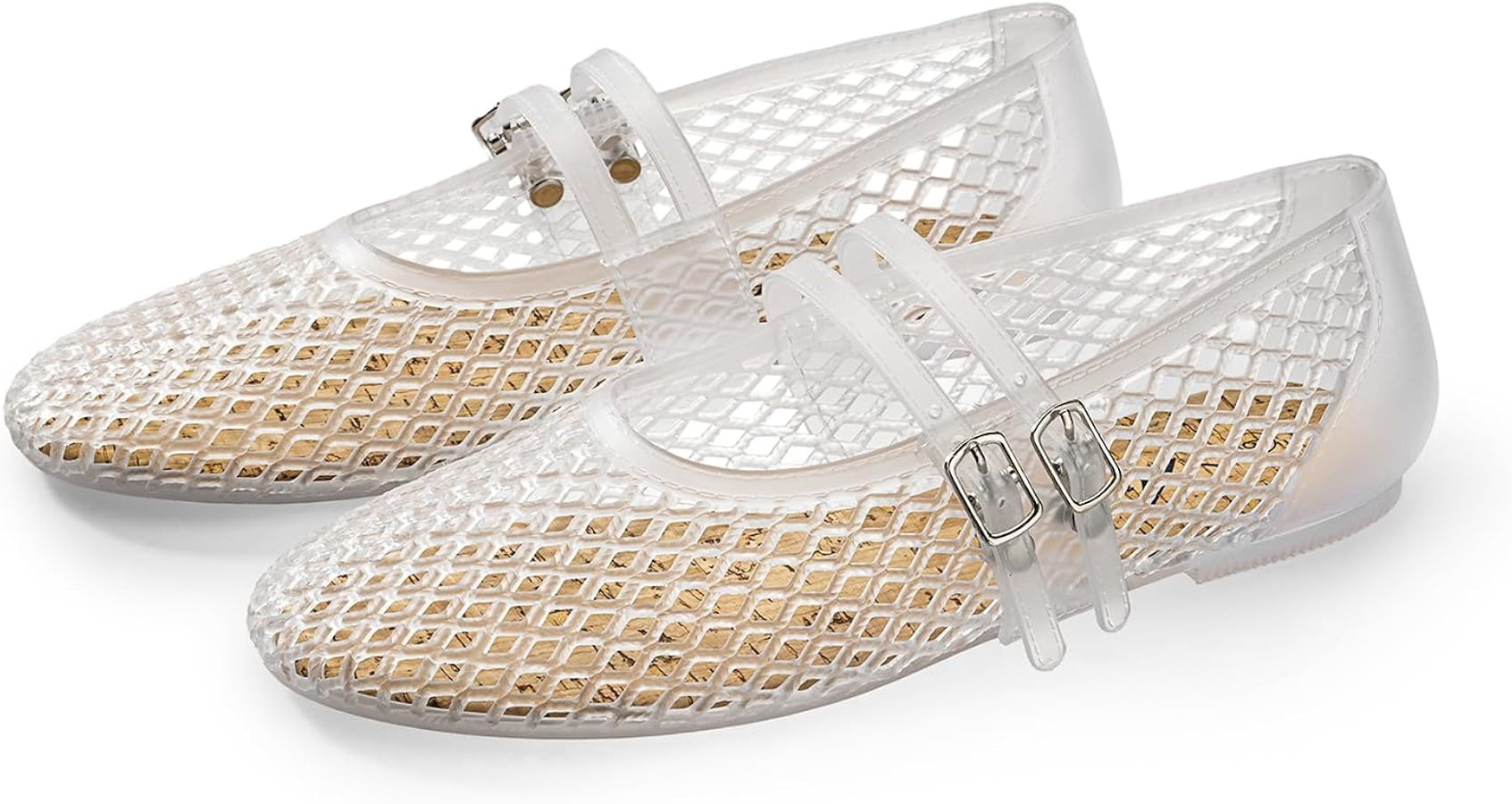 Athlefit Women's Jelly Flats Mesh Mary Jane Ballet Flats Cute Beach Sandals | Amazon (US)