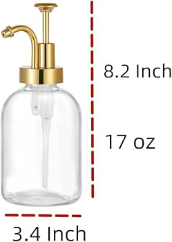 2 Pack Thick Clear Glass Jar Soap Dispenser with Gold Pump, 17oz Clear Boston Round Bottles Dispe... | Amazon (US)