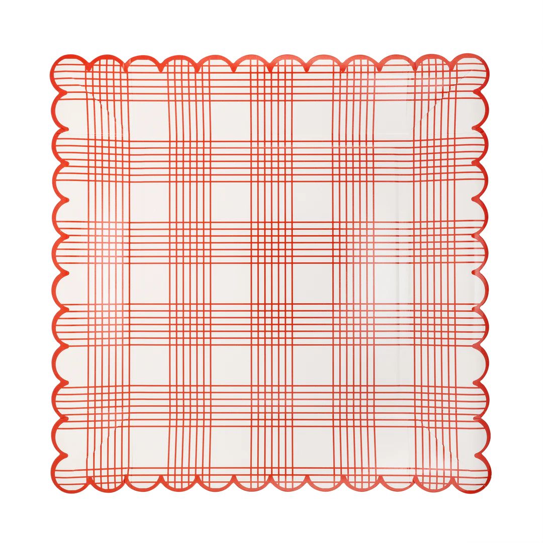 Red Stripe Checked Paper Plate | My Mind's Eye