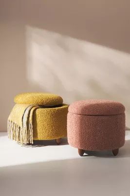 Beaufort Bouclé Storage Ottoman | Anthropologie (US)