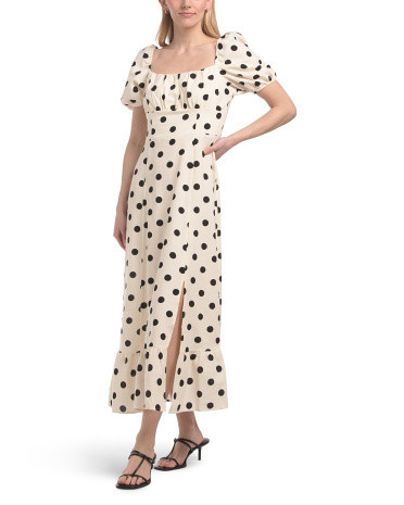 Linen Blend Puff Sleeve Smocked Maxi Dress | Casual Dresses  | Marshalls | Marshalls