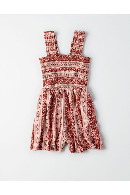 AE Printed Smocked Romper | American Eagle Outfitters (US & CA)