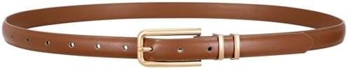 Women Skinny Leather Belt Thin Waist Belt for Women Jeans Dress Fashion Ladies Belt with Gold Buc... | Amazon (US)