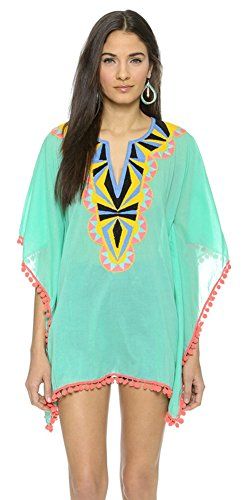 Ilishop Women's Beachwear Cover-ups Tunic Chiffon Geometry Print Kimono Cardigan Green Free | Amazon (US)