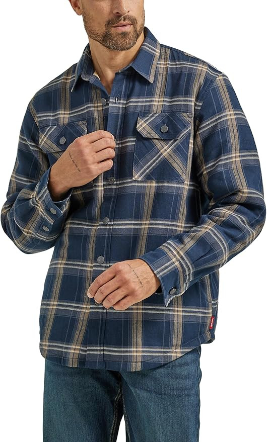 Wrangler Authentics Men's Long Sleeve Sherpa Lined Shirt Jacket | Amazon (US)