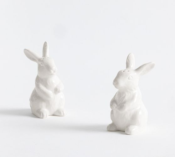Floral Bunny Stoneware Salt & Pepper Shakers | Pottery Barn (US)