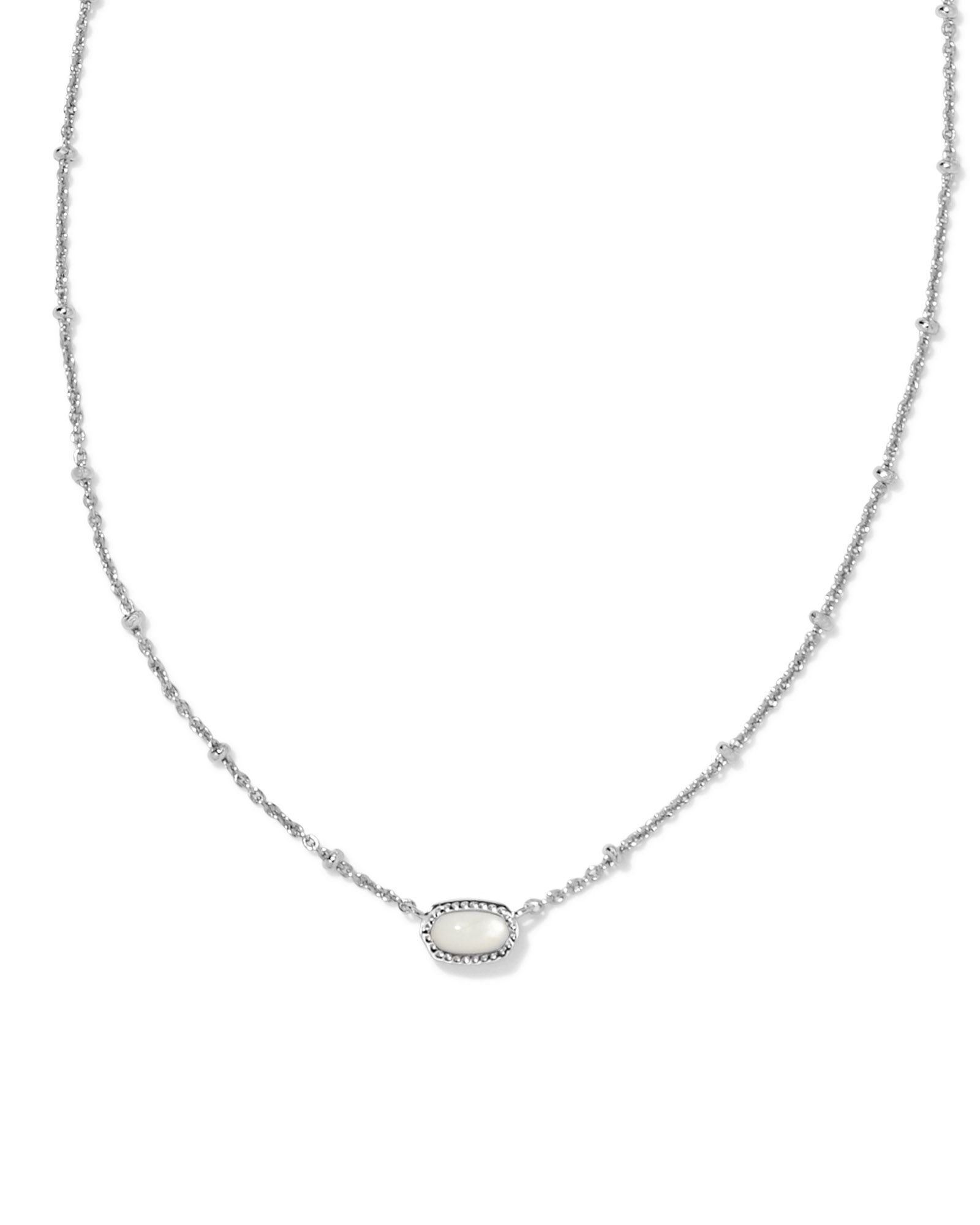 Mini Elisa Silver Satellite Short Pendant Necklace in Ivory Mother-of-Pearl | Kendra Scott