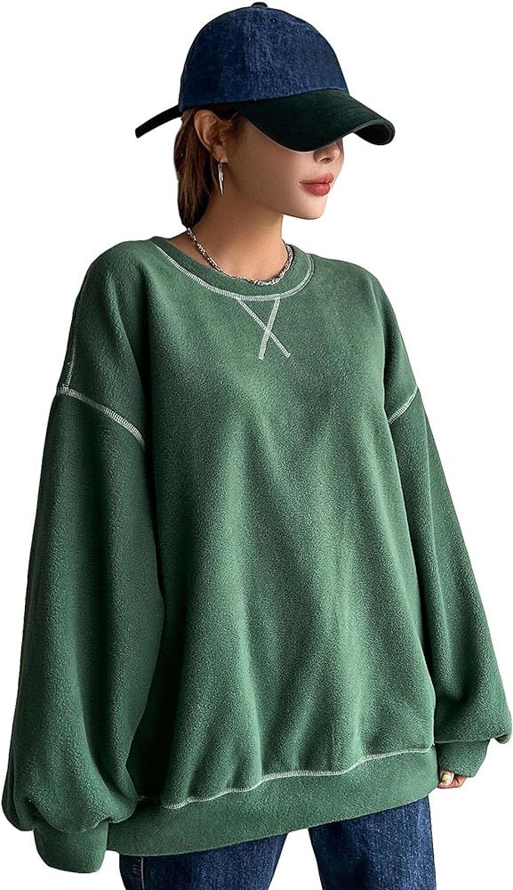 Cozyease Women's Plus Size Cartoon Letter Graphic Oversize Sweatshirt Drop Shoulder Long Sleeve T... | Amazon (US)
