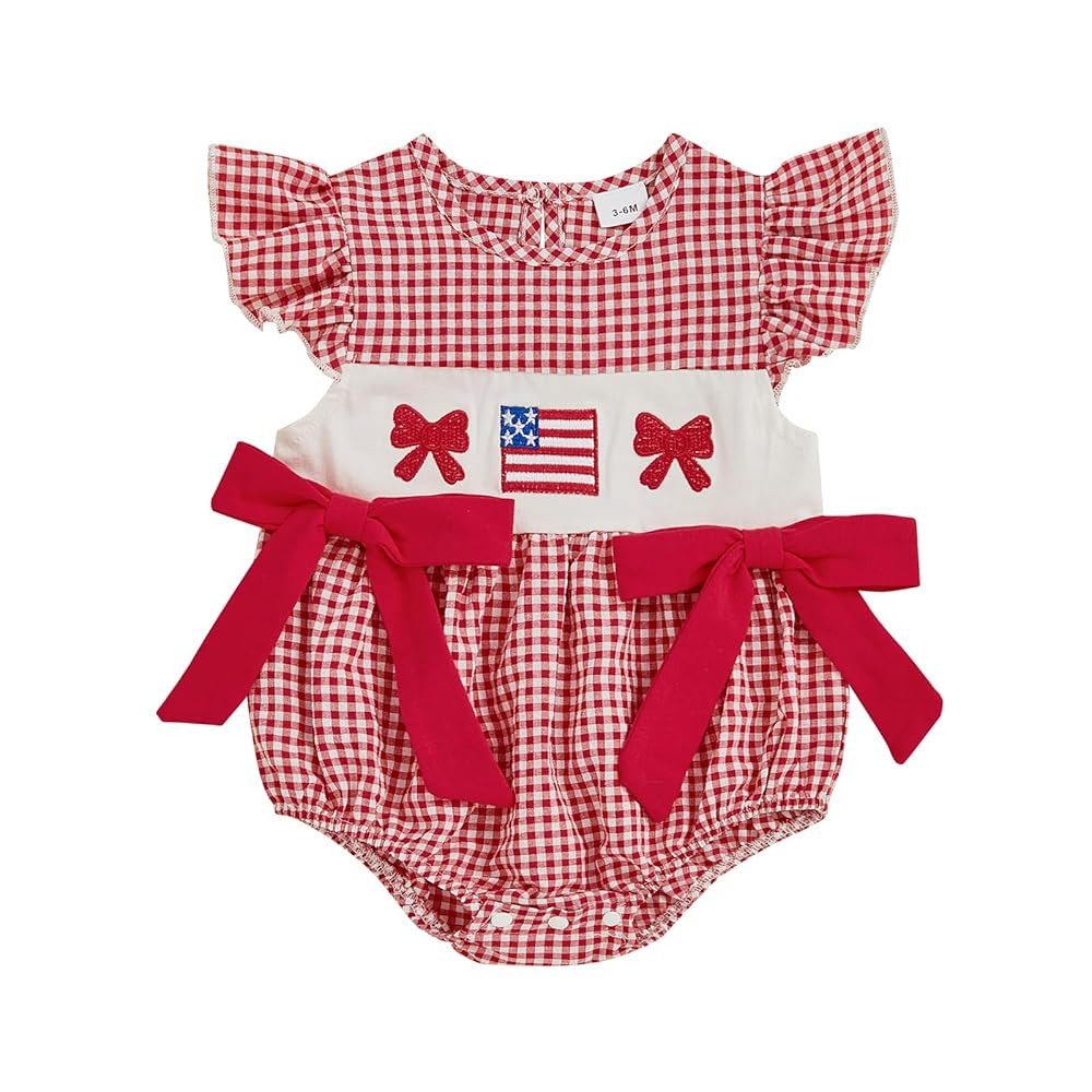 My First Christmas Baby Girl Outfit Infant Plaid Smocked Romper Newborn Christmas Tree Bodysuit C... | Amazon (US)