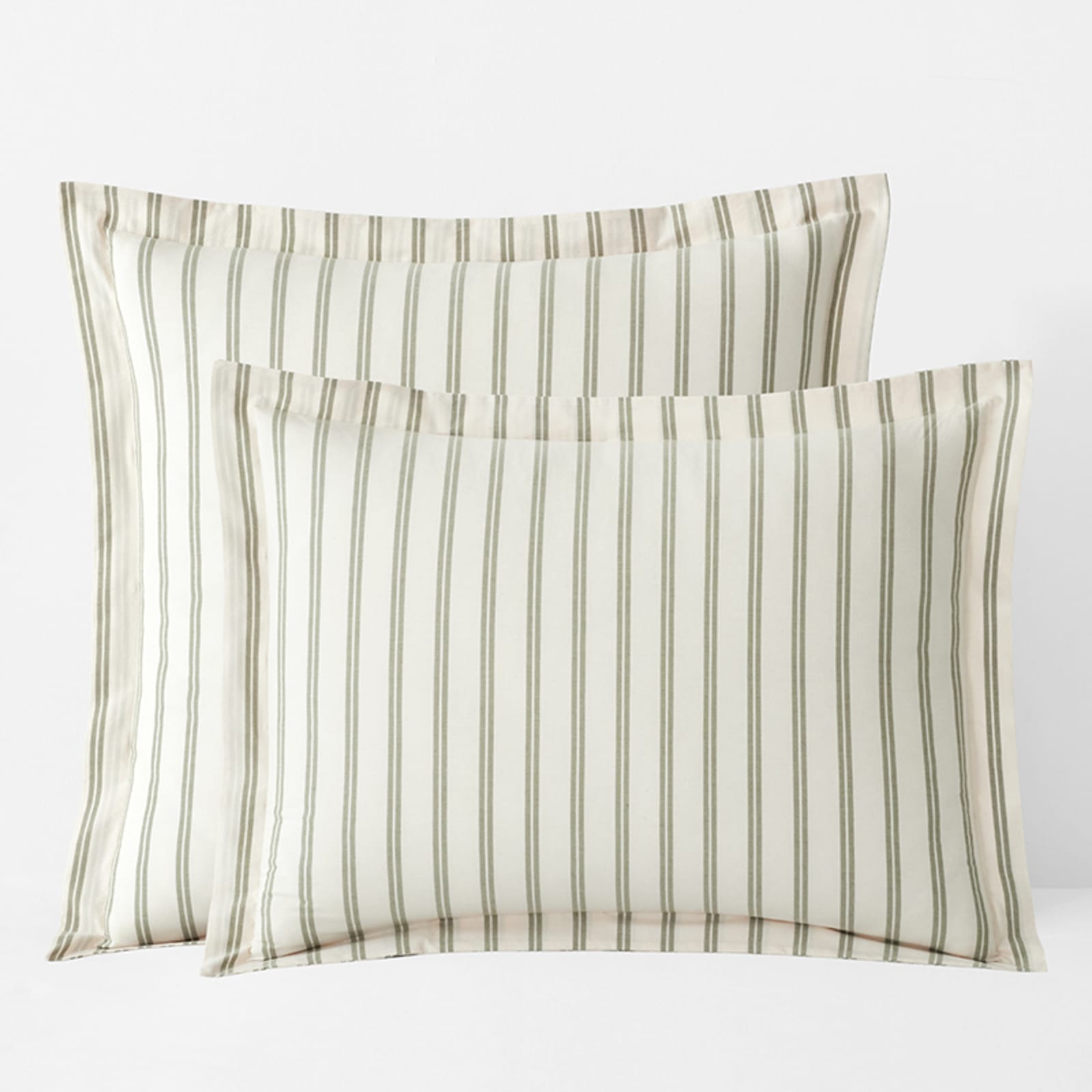 Narrow Stripe Classic Cool Cotton Percale Sham - Moss Green, Standard | The Company Store