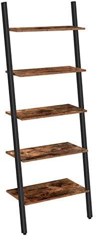 HOOBRO Ladder Shelf, 5-Tier Sloping Bookshelf, Industrial Plant Flower Stand Shelves, Leaning-Aga... | Amazon (US)