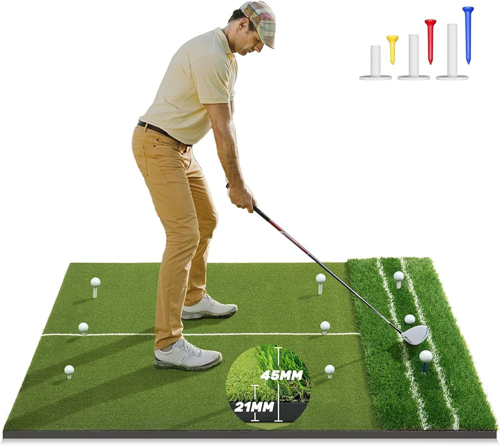 Premium Dual-Turf 5x4ft Golf Mat:Upgraded Golf Hitting Mat, Alignment & Angle of Approach Aid, In... | Amazon (US)
