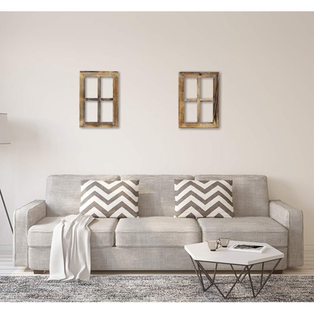 GreenCo Wooden Rustic Wall Mount Window Frames Vintage Country Farmhouse Wall Décor -Set of 2 | Walmart (US)