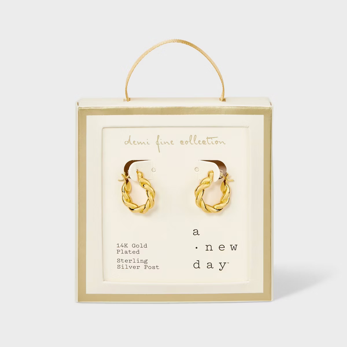 14K Gold Plated Brass Polished Twist Click Top Hoop Earrings - A New Day™ Gold: Nickel-Free, Gi... | Target