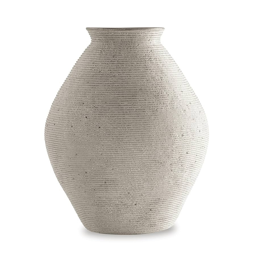 Signature Design by Ashley Hannela 12" Modern Distressed Polyresin Vase, Antique Tan | Amazon (US)