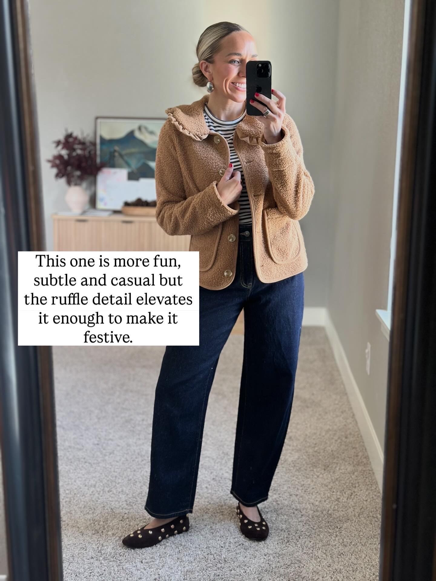 This one is more fun, subtle and casual but the ruffle detail elevates it enough to make it festive. 

#LTKootd #LTKgrwm #LTKHoliday