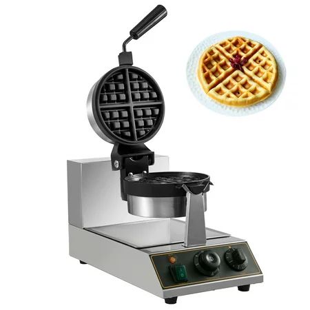 VEVOR 110V Commercial Round Waffle Maker Nonstick Rotated 1100W | Walmart (US)