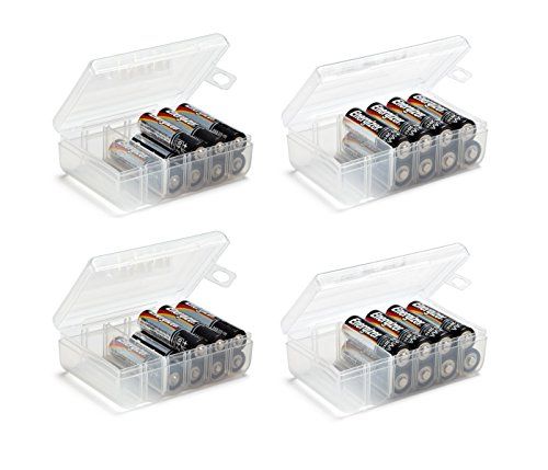 Set of 4 - Two AA and Two AAA Battery Storage Box, Battery Storage Case, Battery Holder Clear | Amazon (US)