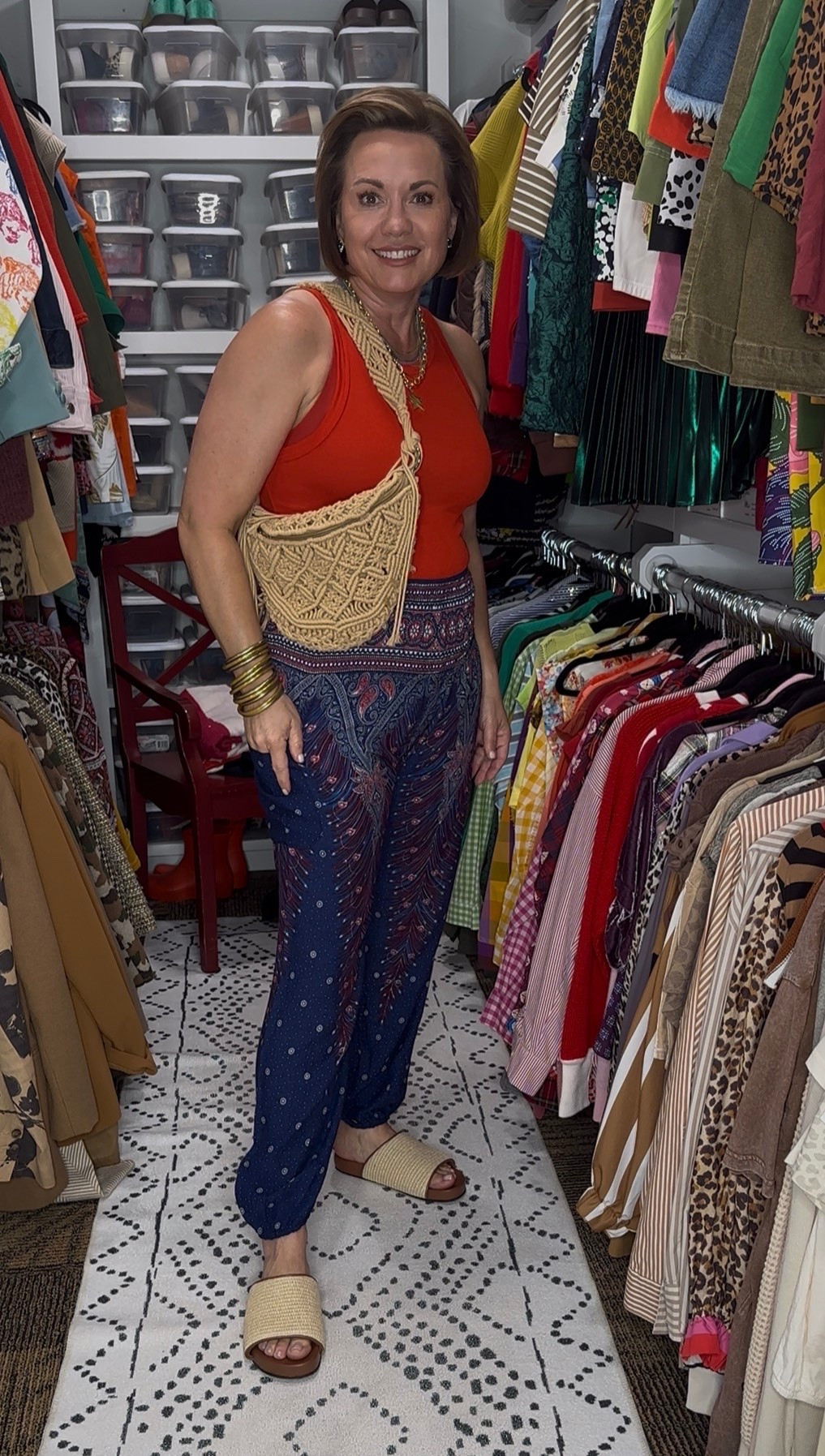 I almost talked myself out of these pants… and now I don’t want to take them off. 🤍

This final look has a boho vibe, is lightweight, comfortable, and perfect for those days when you want to look put together without trying too hard. The flowy printed pants, woven bag, and simple tank make an easy summer outfit formula I’ll be repeating all season.

Amazon boho outfit, summer outfit over 50, casual chic outfit, vacation outfit, flowy pants outfit, resort wear, woven bag, effortless summer style, midlife fashion, Amazon fashion finds, comfortable summer outfit, boho chic style

#LTKootd #LTKOver40 #LTKMidsize