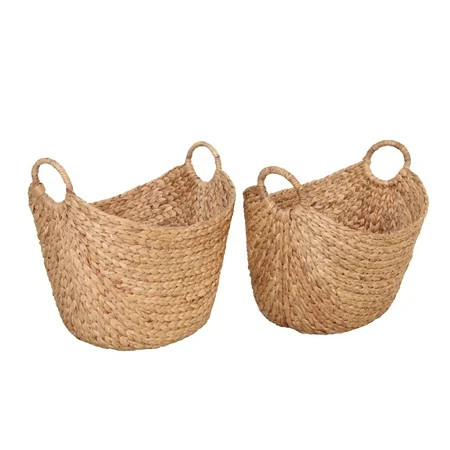 Better Homes & Gardens Extra Large Natural Water Hyacinth Boat Decorative Storage Basket, Set of 2 | Walmart (US)