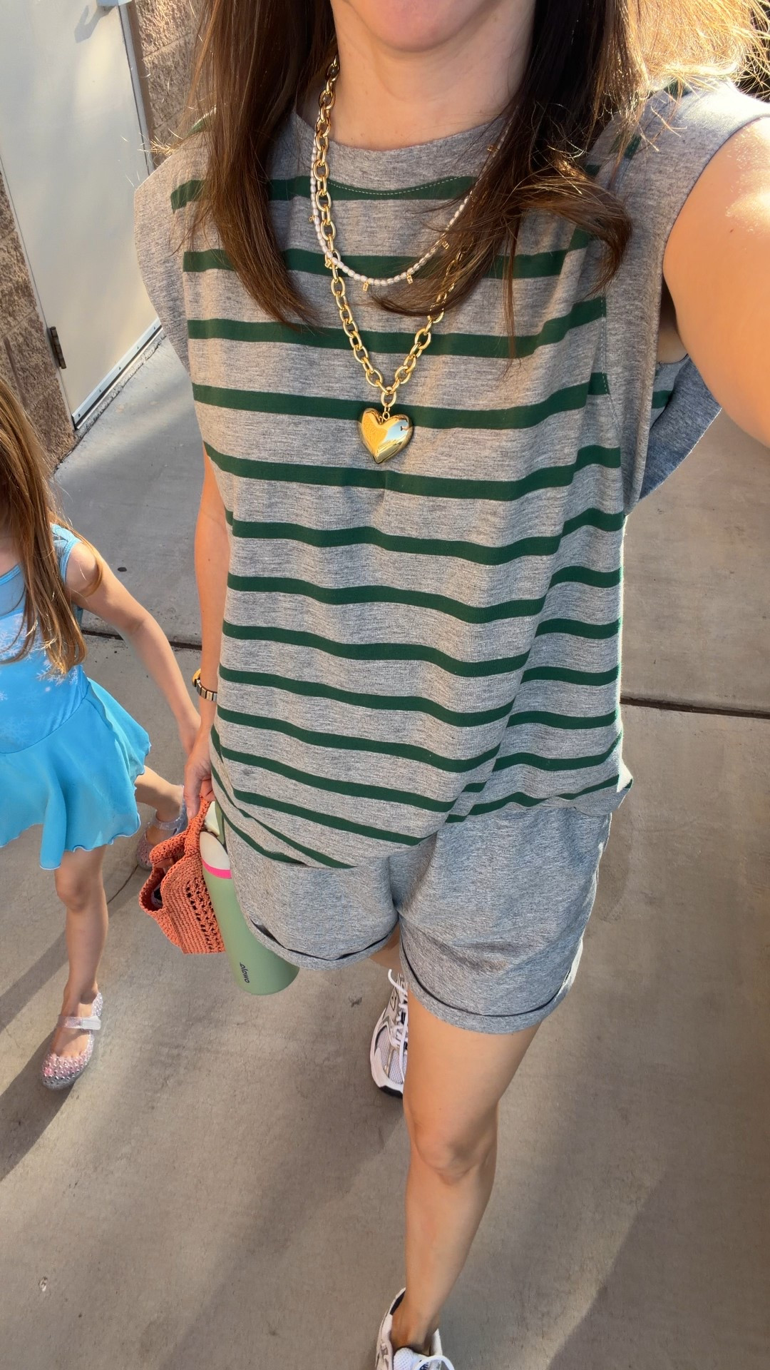 This Amazon matching set is one of those easy wins I keep reaching for.

Lightweight, breathable, and actually flattering on a 5’2 frame. The shorts aren’t too long, the top drapes without swallowing you, and it’s the kind of set you can throw on for school drop-off, errands, or a casual dinner and still feel put together.

I’ll be rewearing this all summer — sneakers now, sandals later.