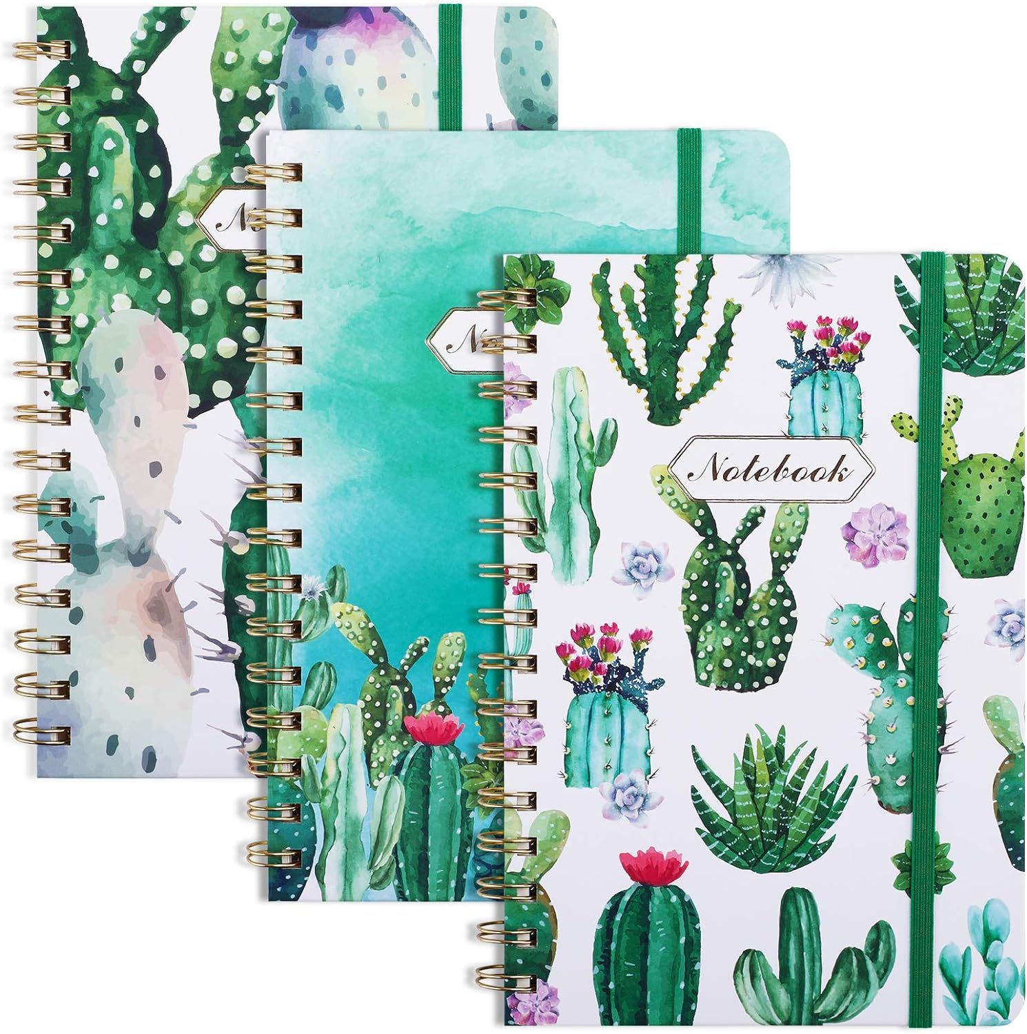 EOOUT 3 Pack A5 Spiral Notebook, 6"x 8.5" Hardcover Spiral Journal, 160 Pages, Cute Cactus, Back ... | Amazon (US)
