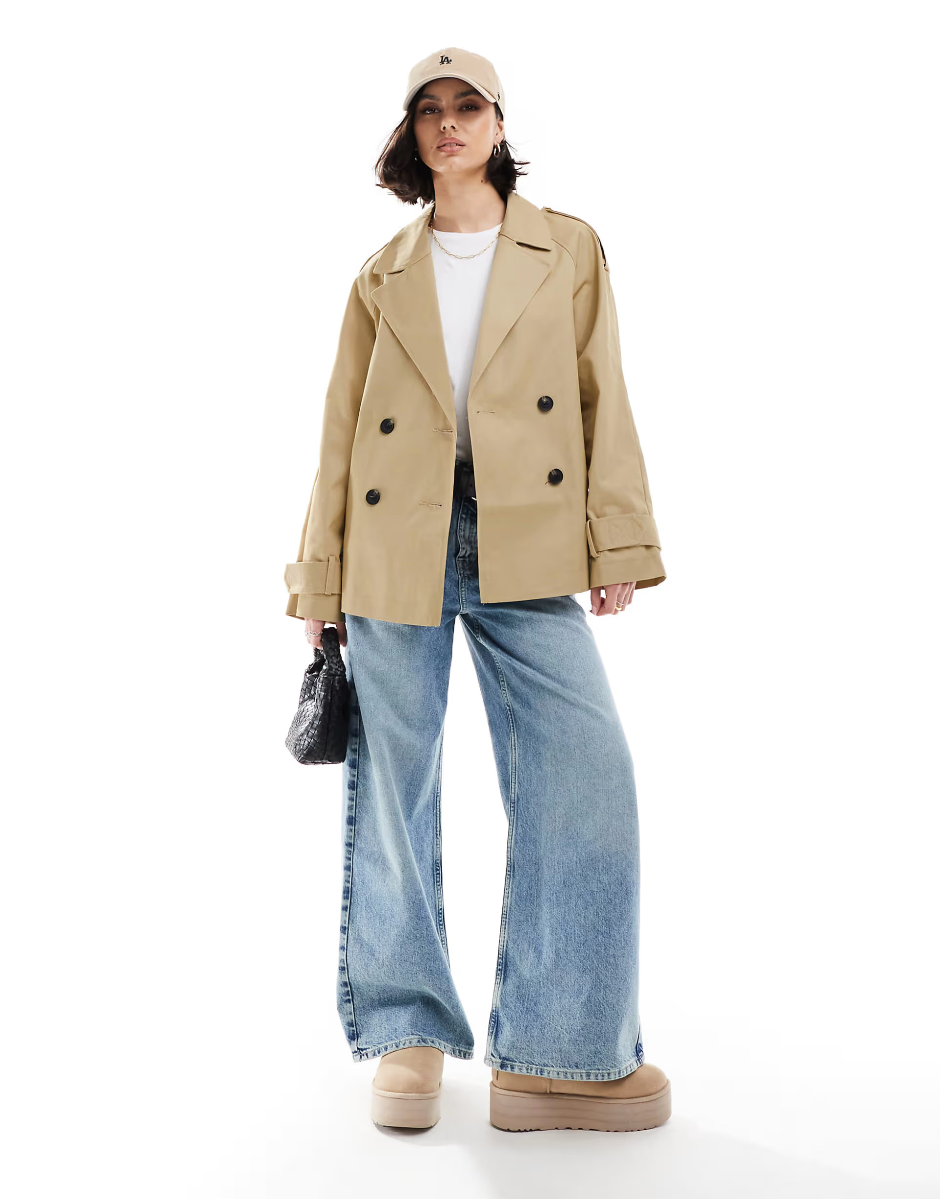 ASOS DESIGN short trench coat in stone | ASOS | ASOS (Global)