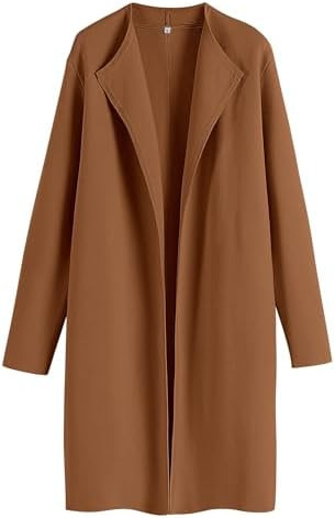 ANRABESS Women's Long Cardigans Sweater 2025 Fall Dressy Casual Lapel Knit Warm Trench Coatigan O... | Amazon (US)