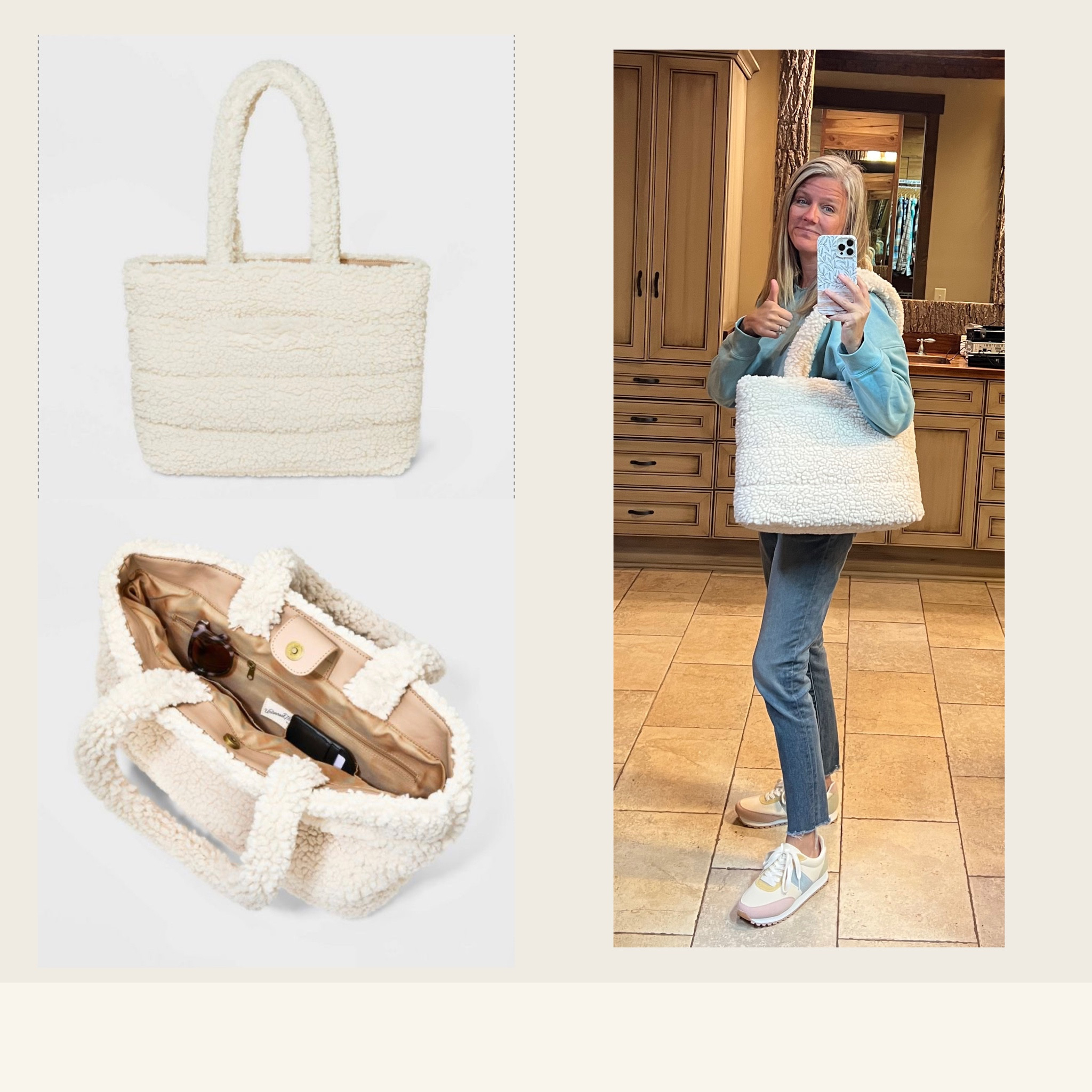 Ummmmm, hello. This bag, OH MY WORD. It stopped me in my tracks when walking through the store. It is SO AWESOME and the price, well this is a no brainer. Perfect to go with the shoes I shared earlier. Game on. 

This sweatshirt, it was a buy three colors type of sweatshirt. So soft and PERFECT.