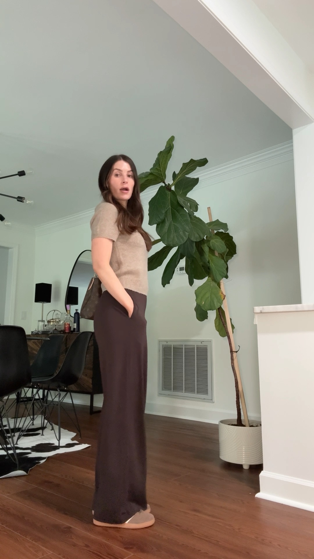 Business casual outfit 
Wearing xs 
Adidas handball spezial
Sweater shirt 
Work pants 
Uniqlo crepe Jersey straight pants 

#LTKStyleTip #LTKWorkwear #LTKPetite