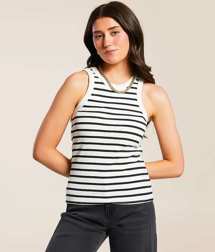Striped High Neck Tank Top | Buckle
