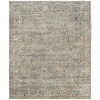 SAFAVIEH Izmir Linen/Dusty Teal 8 ft. x 10 ft. Border Oriental Area Rug IZM188A-8 - The Home Depo... | The Home Depot