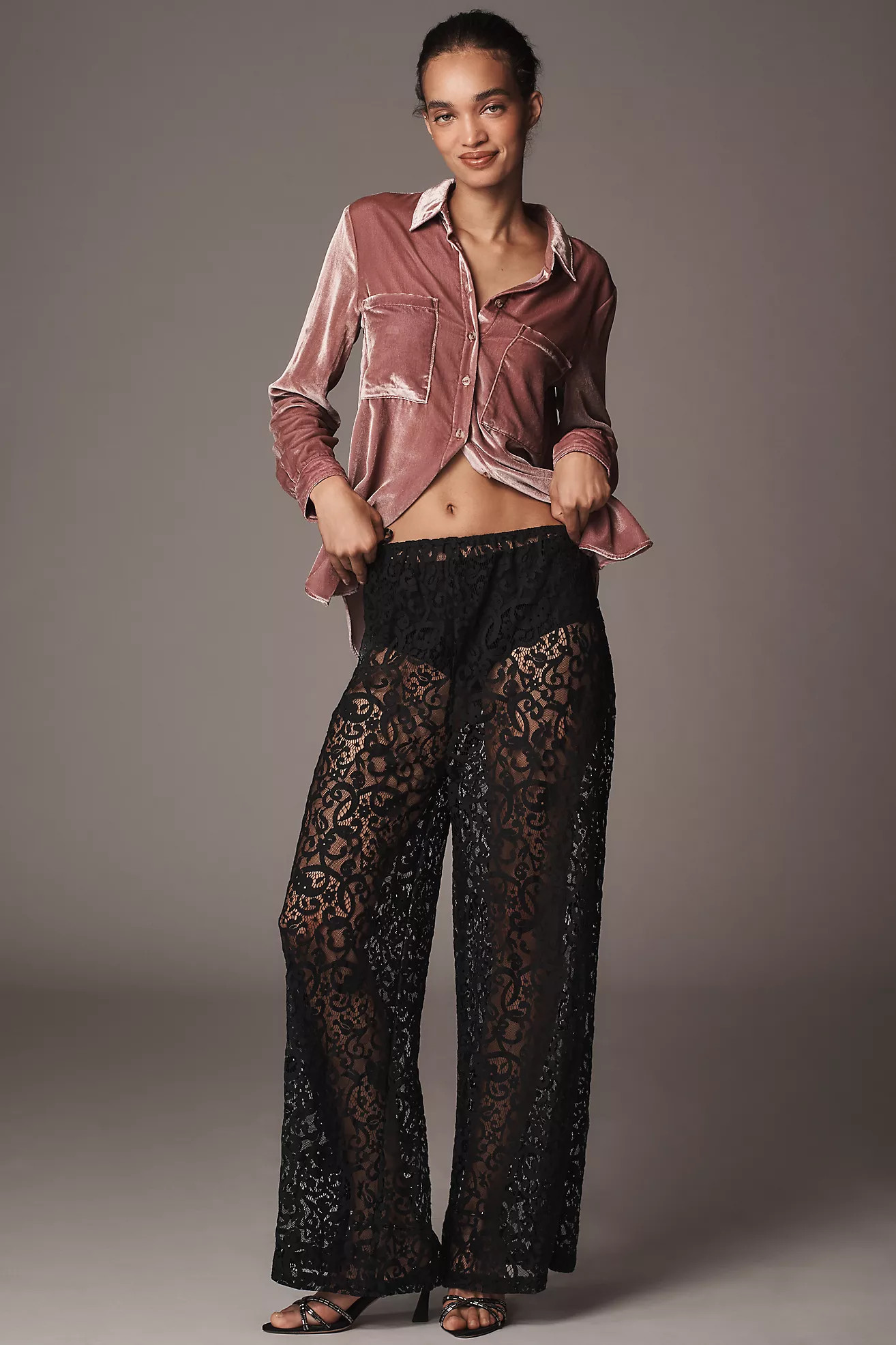 S/W/F Sheer Lace Wide-Leg Pants | Anthropologie (US)