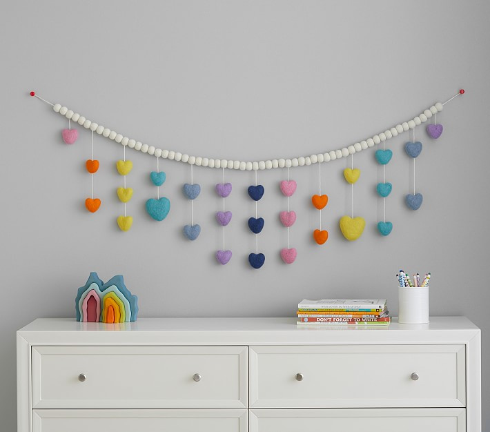 Felted Wool Multi Heart Garland | Pottery Barn Kids