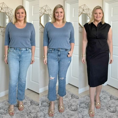 Maurice’s try on haul. Jeans fit true to size, wearing the 12 regular in both. Top runs TTS, wearing size large. Dress is TTS, wearing size large  

#LTKmidsize #LTKover40 #LTKworkwear