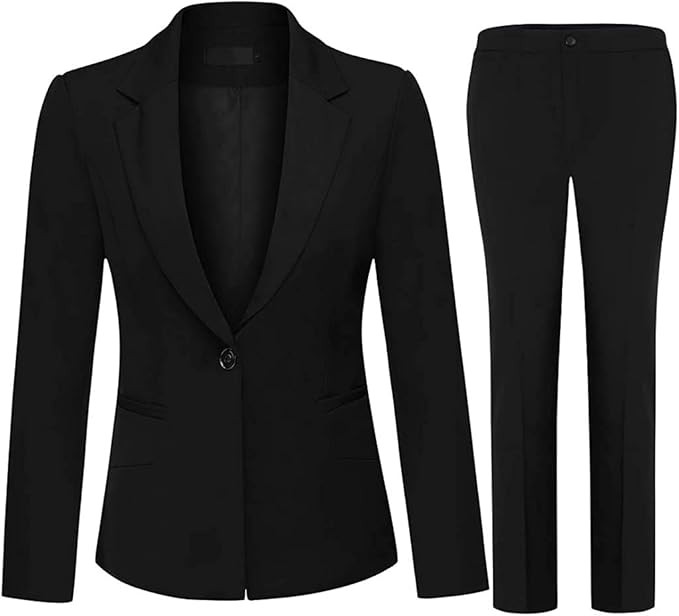 YUNCLOS Women's 2 Piece Office Lady Business Suit Set Slim Fit Blazer Pant | Amazon (US)