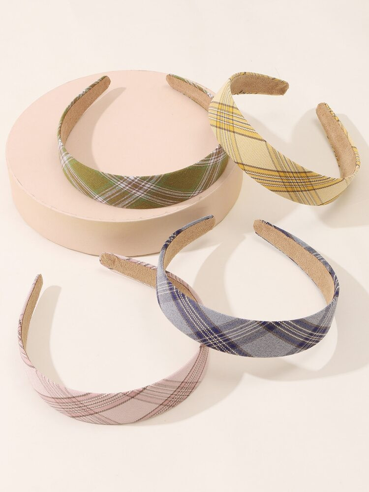 4pcs Plaid Pattern Hair Hoop | SHEIN