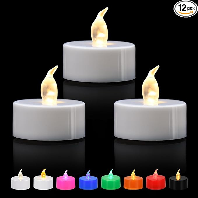 KOABY 12 Pack LED Tea Lights, Flickering Warm White Lights, Battery Operated | Amazon (US)