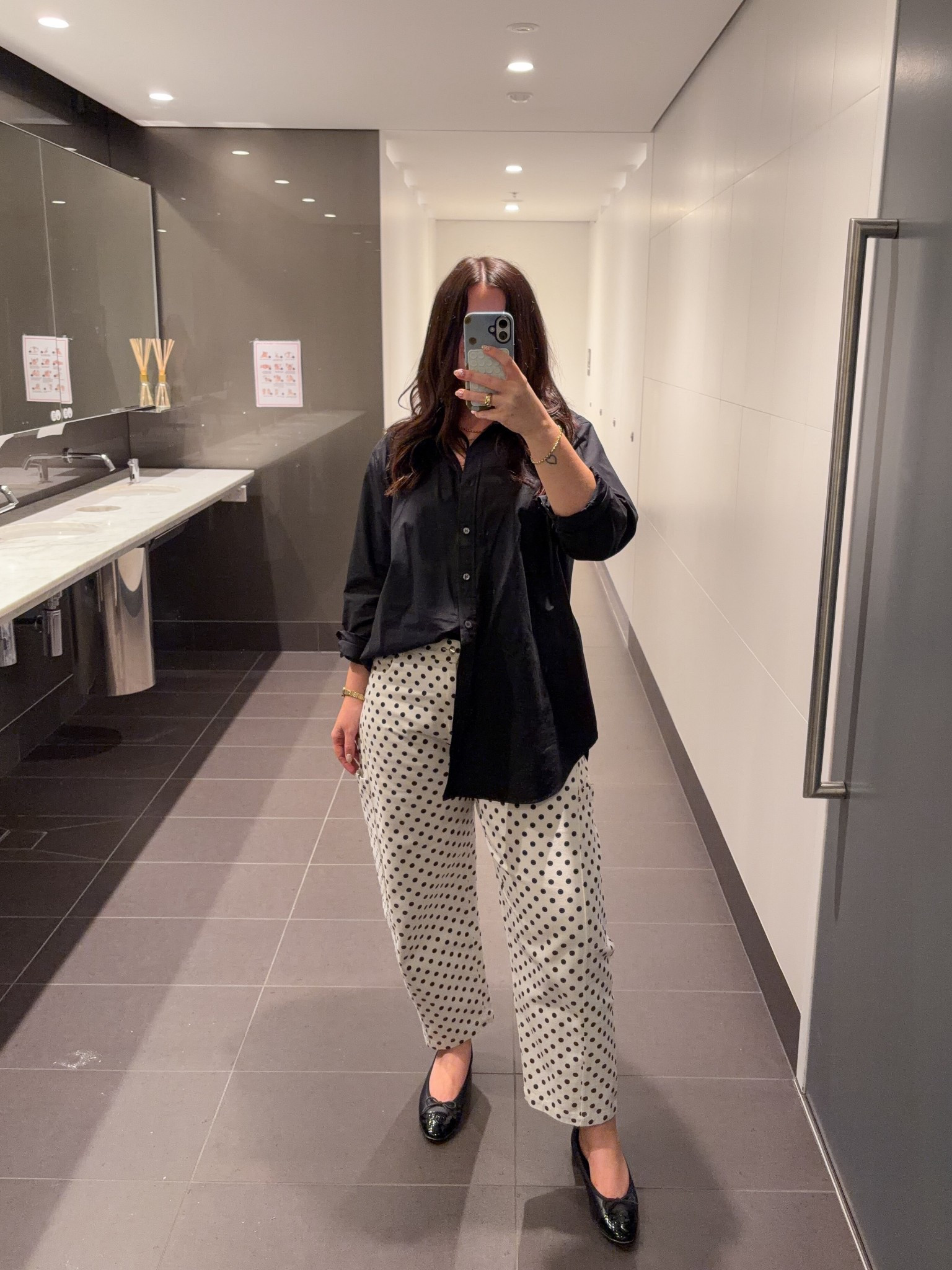 Steele polka dot pants: size XL (can’t link here, linked similar)
Commonry black shirt: size 14
Chanel ballet flats (linked similar)

#LTKaustralia #LTKmidsize #LTKworkwear