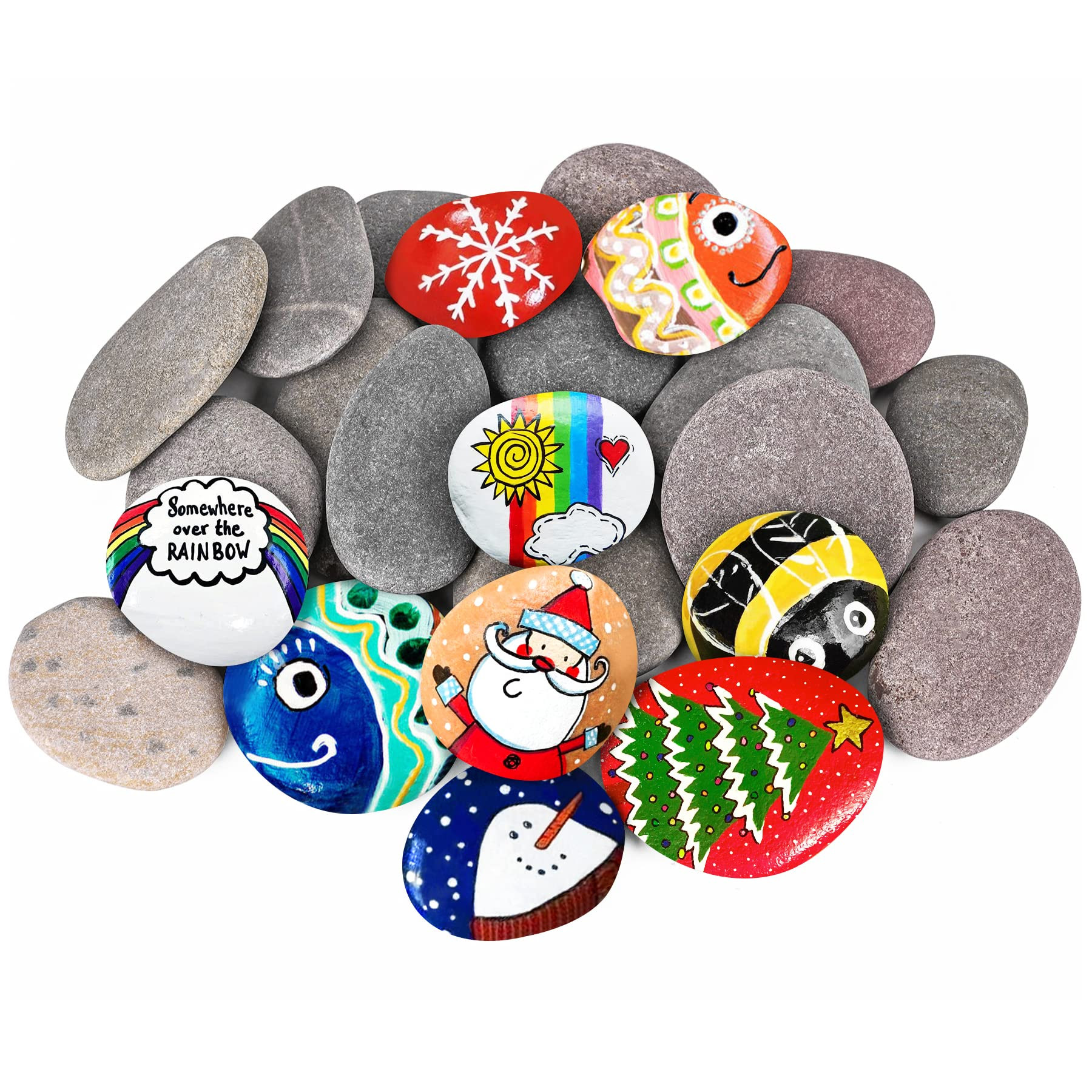 River Rocks for Painting 25 Pcs Large 2-3 Inch Flat Smooth Painting Stones Craft Rock to Paint fo... | Amazon (US)